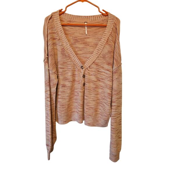 Free People Mercury Heathered Henley V Neck Long Sleeve Sweater Women’s Size‎ M - Picture 1 of 9